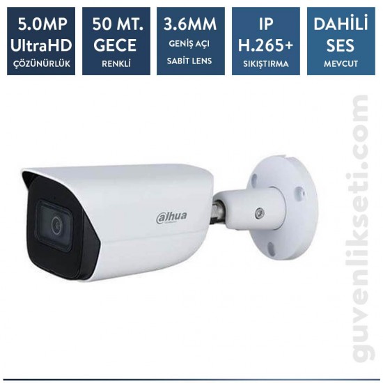 Dahua IPC-HFW3541E-AS-0360B 5 MP H.265+ IR Bullet Starlight SESLİ Kamera(50m IR)